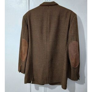 Vintage hertling men Nordstrom union made 40R houndstooth blazer tan maroon wool